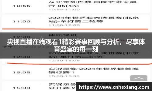 央视直播在线观看1精彩赛事回顾与分析，尽享体育盛宴的每一刻
